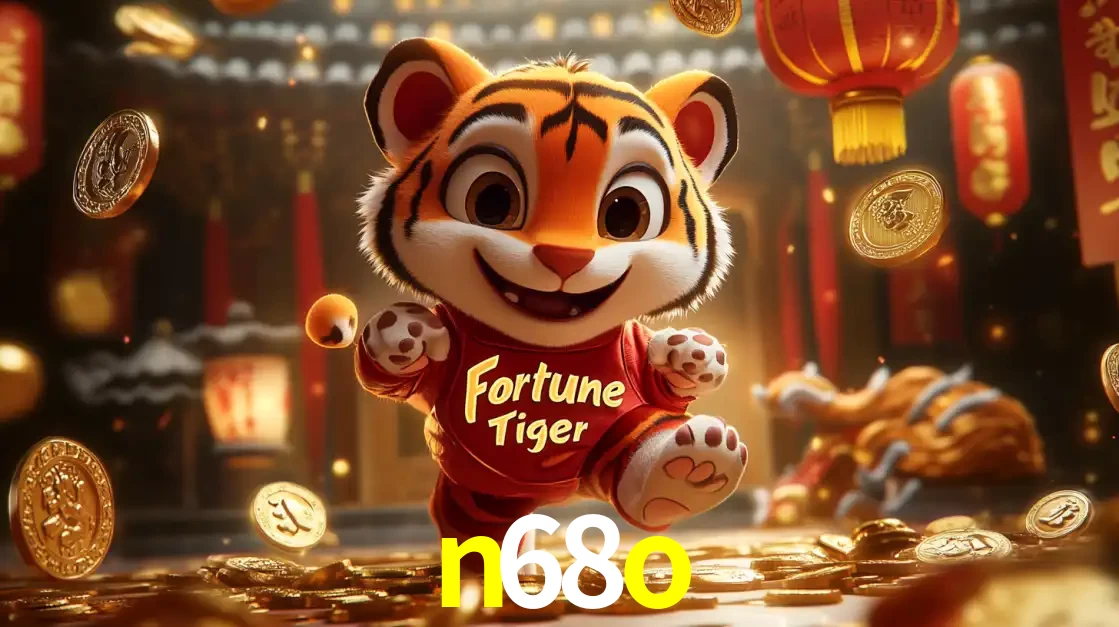 O alegre personagem do Fortune Tiger correndo sobre um caminho de moedas de ouro, simbolizando os grandes prêmios e a diversão do popular jogo de slot do n68o.