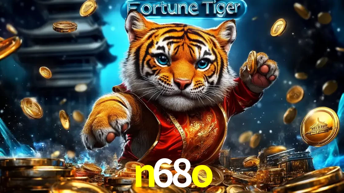 Imagem promocional do jogo de slot Fortune Tiger, com um tigre majestoso em traje tradicional cercado por uma fortuna em moedas de ouro, disponível agora no cassino n68o.